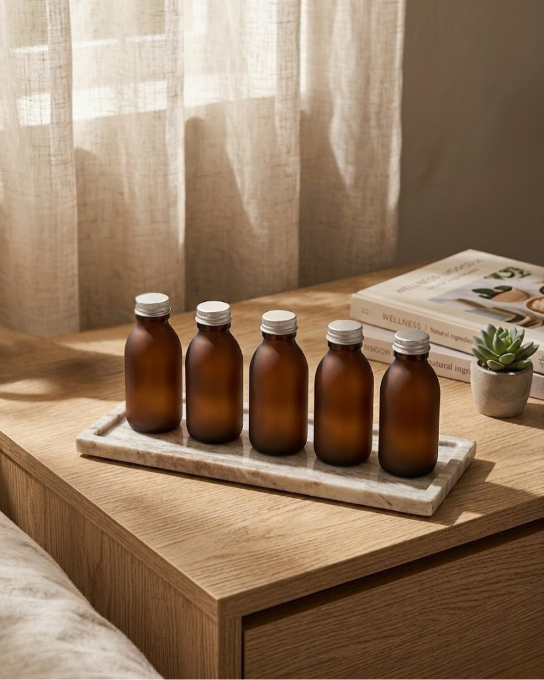 Amber Glass Bottles with Aluminium Screw Cap
