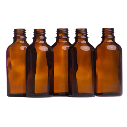 Amber Glass Bottles with White Cap