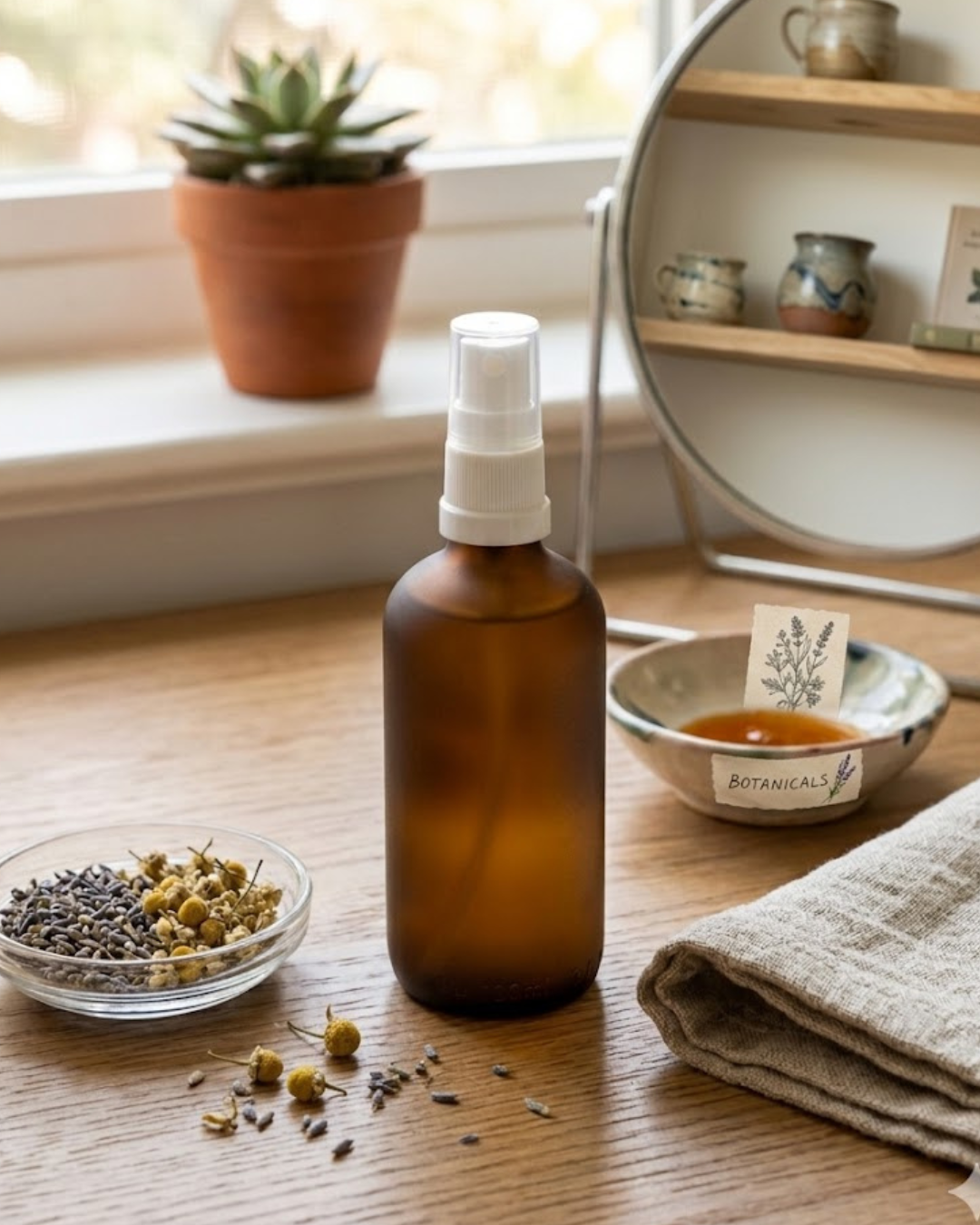 Amber Glass Bottle with Atomiser Top