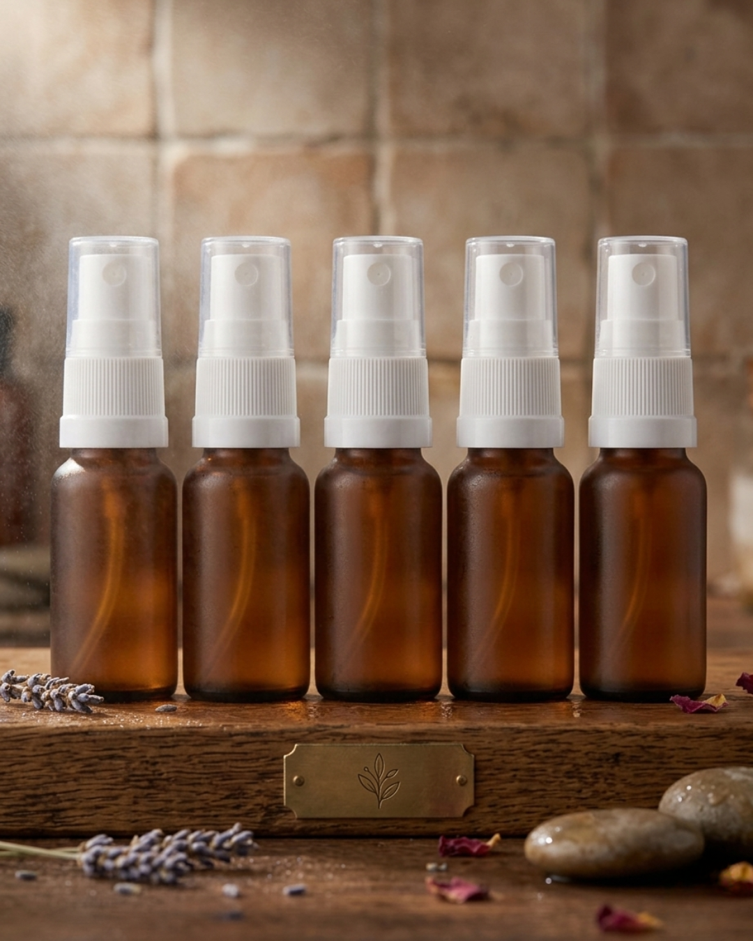 Amber Glass Bottle with Atomiser Top