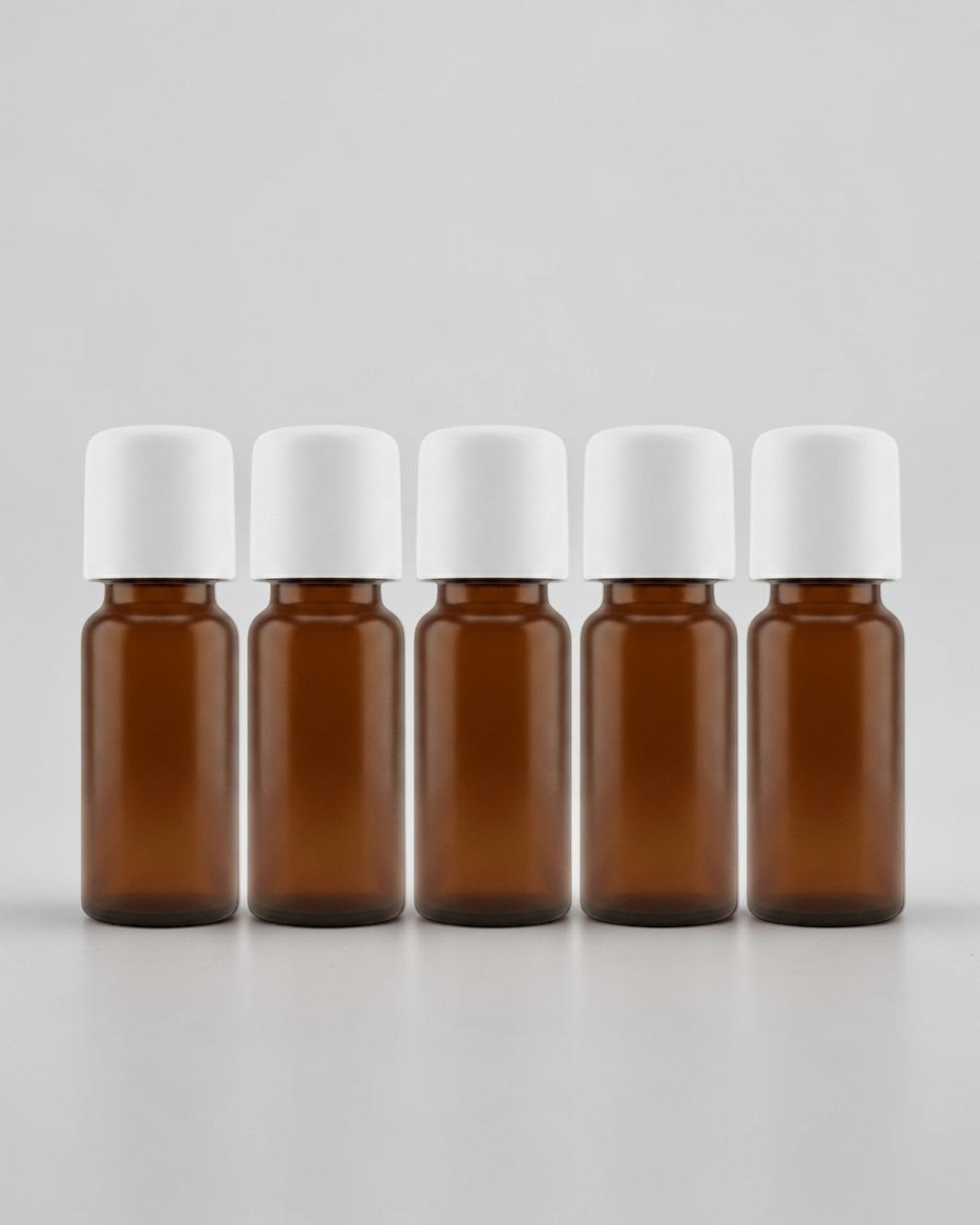 Amber Glass Bottles with White Cap