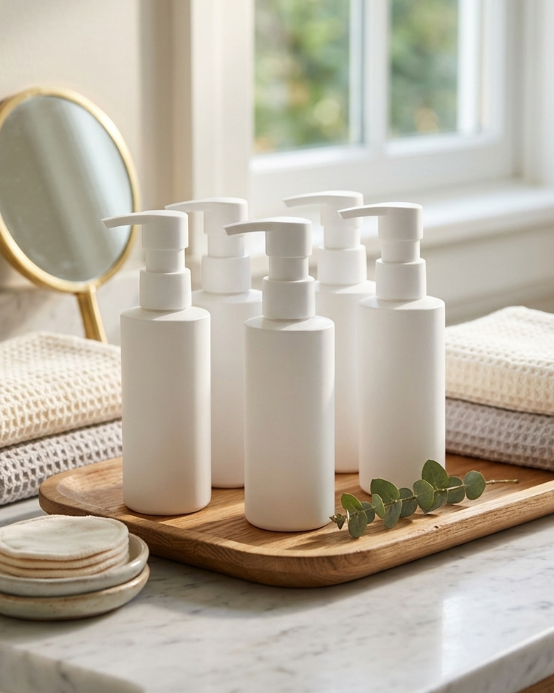 White Eco Bottles with Pump Top