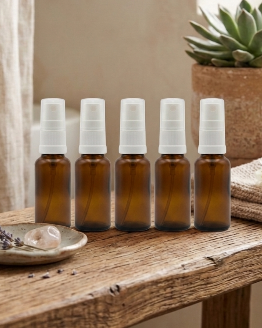 Amber Glass Bottle with Atomiser Top