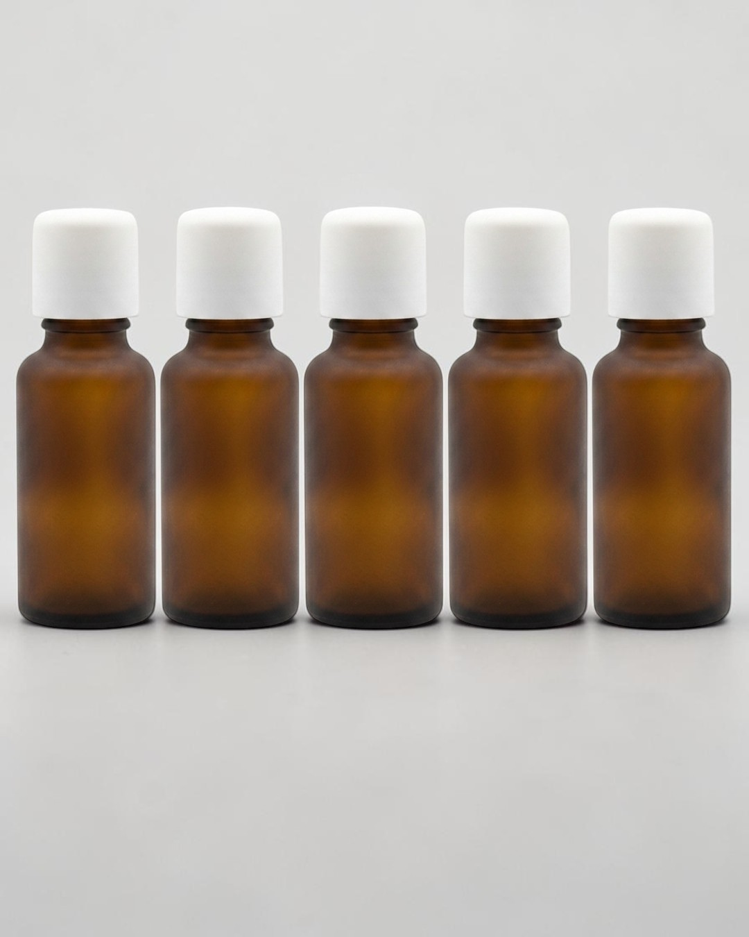 Amber Glass Bottles with White Cap