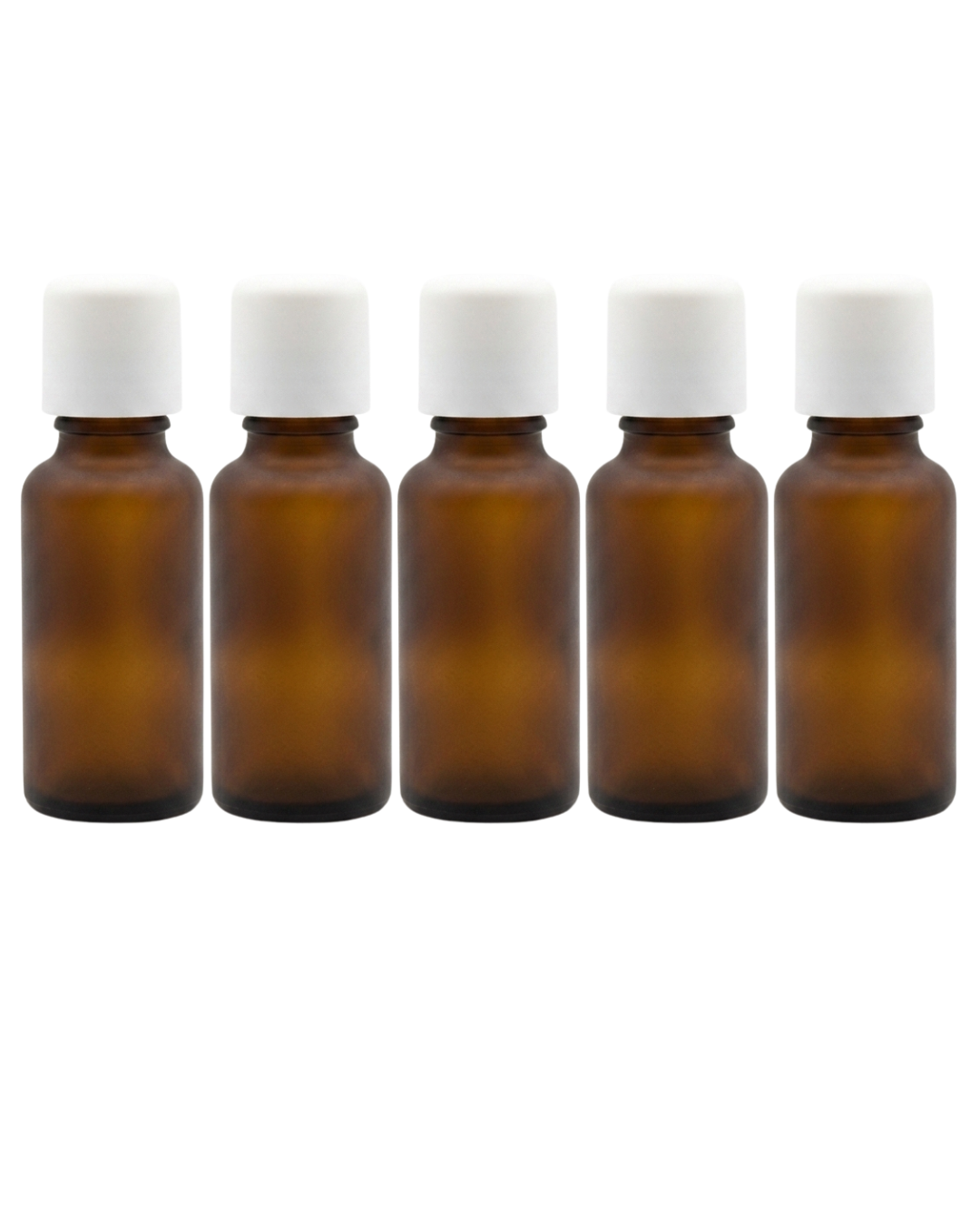 Amber Glass Bottles with White Cap