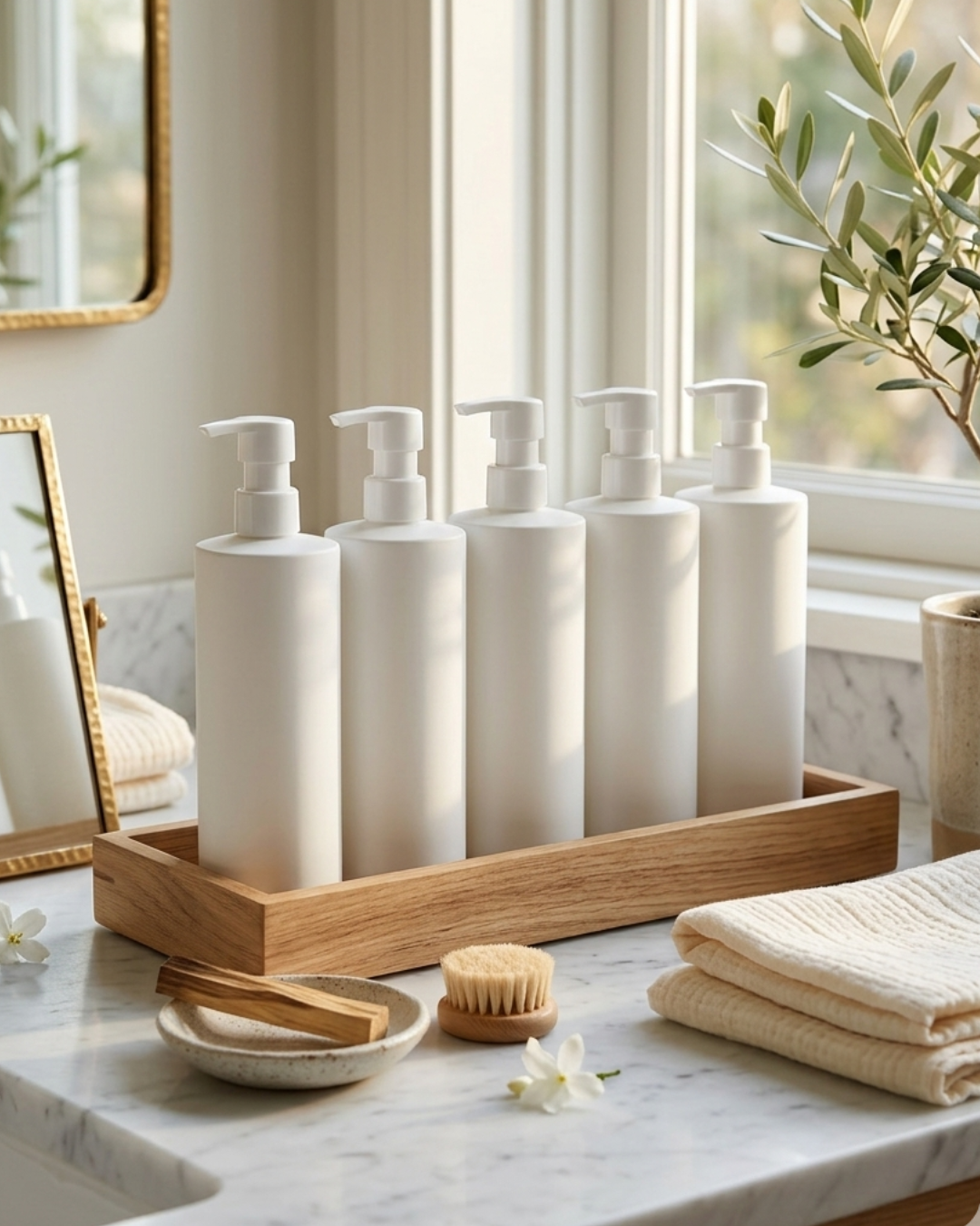 White Eco Bottles with Pump Top
