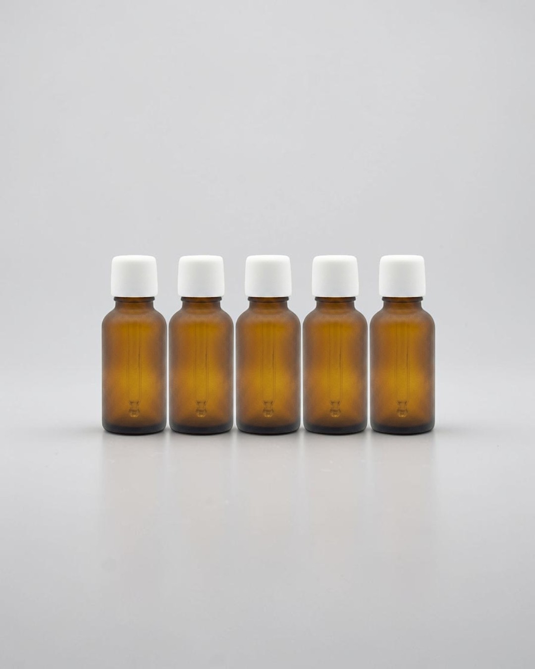 Amber Glass Bottles with White Cap