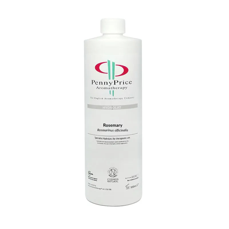 100ml Aluminium bottle with white spray lid and clear over cap, labelled Rosemary, Rosmarinus officinalis, hydrolat.